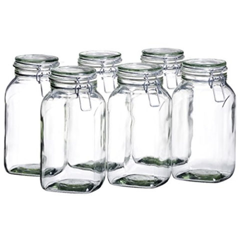MÄSER 925343 Gothika, Einmachgläser groß, 6er Set à 2,5 l, made in Germany, Vorratsgläser mit Deckel und Drahtbügel zum luftdichten Aufbewahren, Einkochen und Einlegen, Glas, transparent