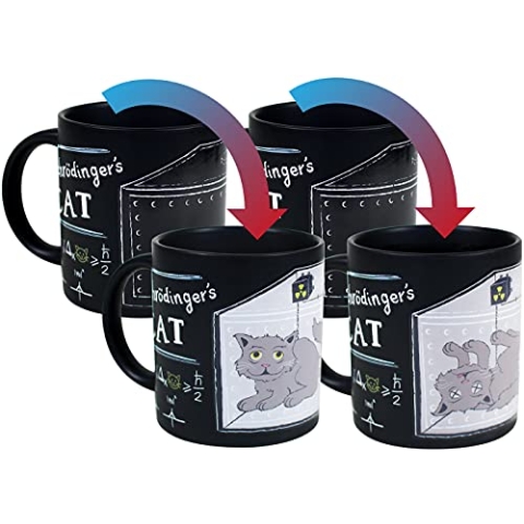 Schrödingers Katze - Wärmeaustauschbecher - Fügen Sie Kaffee oder Tee hinzu und beobachten Sie Schrödingers berühmtes Experiment - in einer lustigen Geschenkbox