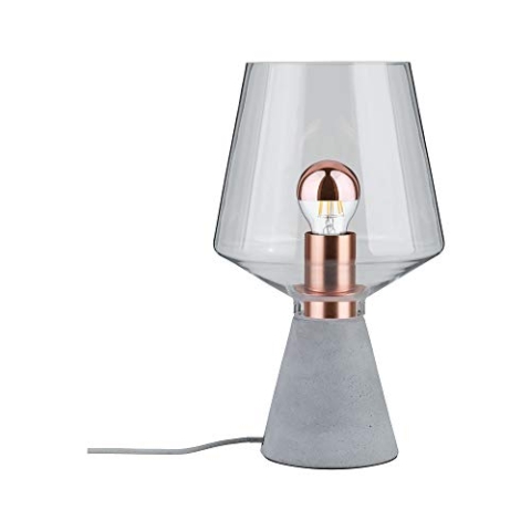 Paulmann 79665 Neordic Yorik Tischleuchte max.1x20W E27 Klar/Grau/Kupfer Glas/Beton/Metall