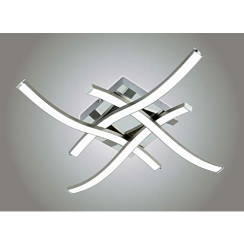 Trango 3132 Design LED-Deckenleuchte Serie *WAVE* I 4 Flammen I dimmbar I modern & chic I in Wellenform I Deckenlampe I 4x 5 Watt LED Modul I 4x 450 Lumen I 3000K warm-weiß I Nickel matt & Chrom