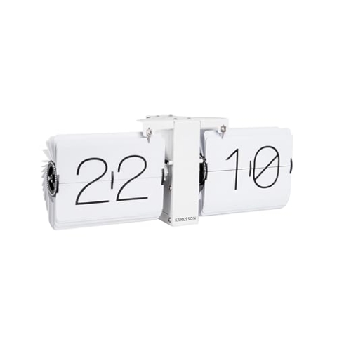 Karlsson Flip Clock No Case - Weiß - 36x8,5x14cm - Rechteck - Stahl - Wanduhr Modern Wohnzimmer - Wanduhren