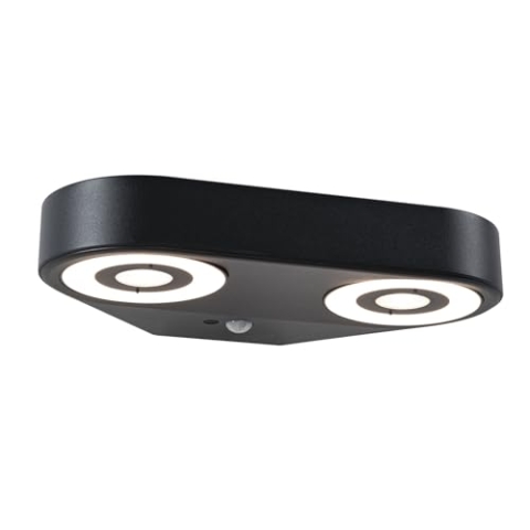 Paulmann 94866 LED Außenwandleuchte Silma Bewegungsmelder zweifacher Lichtaustritt IP44 280x176mm 3000K 2x5,5 / 2x0,7W 2x600lm 230V Anthrazit