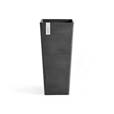 Ecopots Blumentopf Rotterdam Dunkel Grau - 32 x 32 cm, 70 cm extra hoch - quadratisch groß - Pflanzentopf aus Recycling Kunststoff - Übertopf modern für Indoor und Outdoor