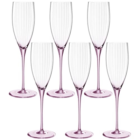 Leonardo Poesia Sektglas 6er Set, spülmaschinengeeignetes Champagnerglas, Höhe 25 cm, 250 ml, rosé, 022377