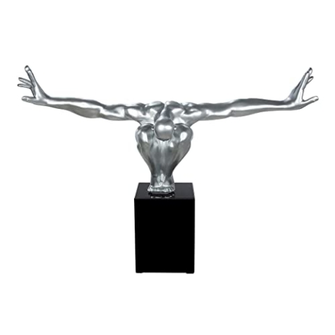 Casablanca modernes Design GILDE Skulptur Cliffhanger Kunstharz, Marmor silberfarben 52364, Höhe 45 cm