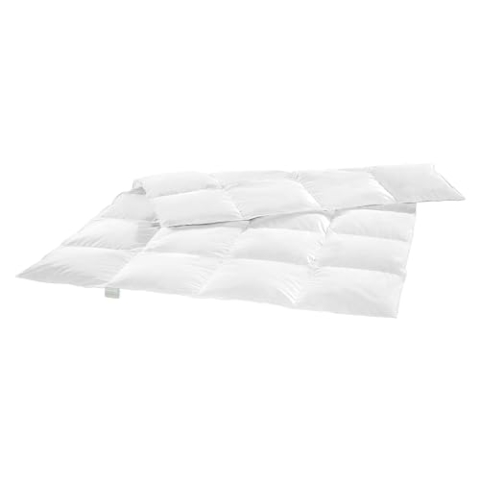 Bodyprotect leichte Daunendecke, Sommerdecke 100% neuen Daunen (60%) & Federn (40%), Kassettendecke, Bettdecke 100% Baumwolle (Daunenbatist), Downpass, Nomite, Ökotex, 60 Grad waschbar, 155 x 220 cm