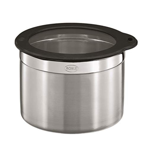 RÖSLE Dose mit Frischhaltedeckel, Hochwertige Dose zum Aufbewahren von Lebensmitteln, hygienisch und geschmacksneutral, Edelstahl 18/10, spülmaschinengeeignet, 16 cm, Silber