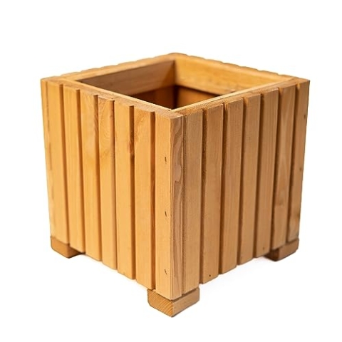 BOGATECO Blumenkasten aus Holz | Pflanzkasten | Blumentopf 25 x 25 x 25cm | Kräutertopf für zu Hause Garten Balkon Terrasse | Topf mit Kunststoffeinsatz | Imprägniert | Hellbraun
