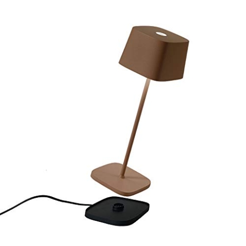 Zafferano, Ofelia Lampe, Kabellose, Wiederaufladbare Tischlampe mit Touch Control, Auch für den Außenbereich Geeignet, Dimmer, 2700-3000 K, Höhe 29 cm, Farbe Corten