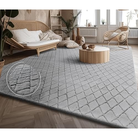 Paco Home Weicher Flauschiger moderner Bubble Wohnzimmer Teppich Hochflor Fell Geometrisches Design Hoch-Tief-Effekt, Grösse:120x160 cm, Farbe:Grau 2
