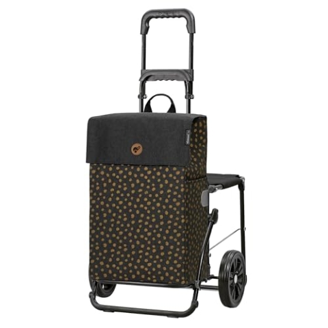 ANDERSEN Einkaufstrolley - Komfort Shopper Fita schwarz 47 L Einkaufsroller, langlebig, stylisch, klappbar, mit Sitz, multifunktional