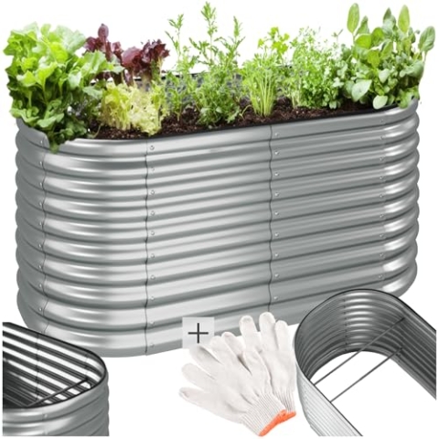 tectake® Hochbeet Metall, Hochbeete-Kit für Beet, Hochbeet Garten, wetterfest, Pflanzkasten, Kräuterbeet, Frühbeet, Gemüsebeet, Pflanzenbeet, zur Anzucht, als Blumenkasten - 804l, 160 x 80 x 80 cm