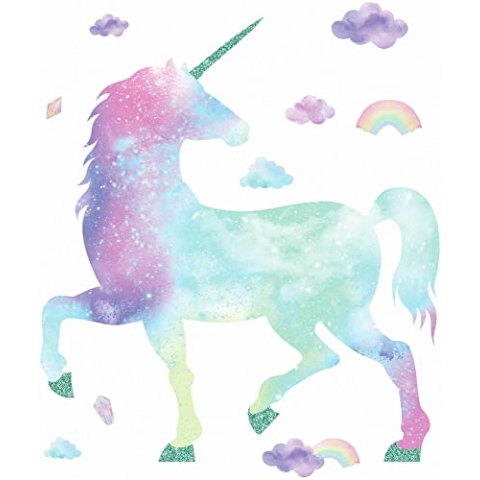 RoomMates - Wandtattoo - Galaktisches Glitzer Einhorn - RMK3845GM