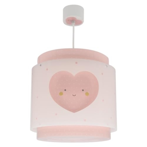 Dalber Lampe kinderzimmer, kinderlampe Pendelleuchte Hängelampe, Deckenleuchte Kinder, Deckenlampe kinderzimmer Baby Dreams Herz Rosa, 76012S, E27