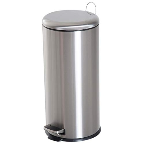 HOMCOM 30L Mülleimer Abfalleimer, Papierkorb, Treteimer mit Deckel, Fußpedal, Müllbehälter mit Inneneimer, Mülltrennung für Wohnzimmer, Büro, Rund