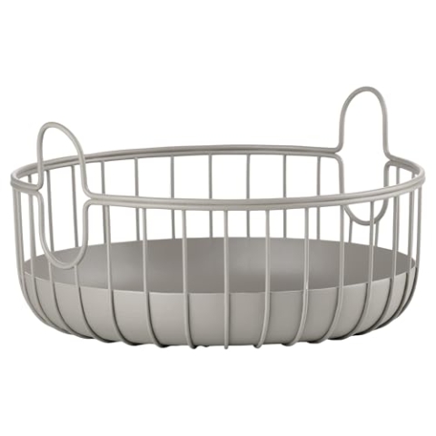 Zone Denmark Inu Korb zur Aufbewahrung, Kleiner Aufbewahrungskorb für Küche, Bad, Kinderzimmer, Home-Office, aus Metall, Durchm. 22 cm, Höhe 8 cm, Taupe