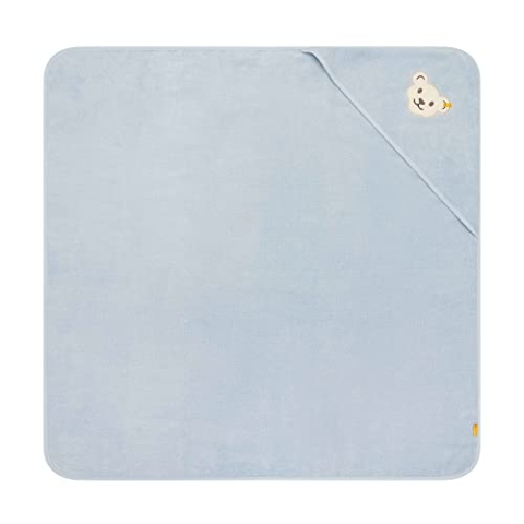 Steiff Badetuch mit Kapuze blau Celestial Blue, flauschig-weicher Frottee trocknet und verwöhnt zarte Haut, strapazierfähige Einfassungen, mit Kapuze für extra Wärme