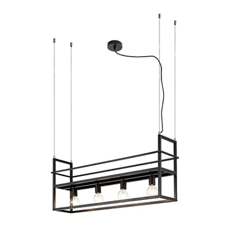 Lindby Esstisch Pendelleuchte mit Ablagefläche, Käfig Hängelampe Lampe Wohnzimmer 4x E27 max. 60W ohne Leuchtmittel Kronleuchter Esszimmerlampe