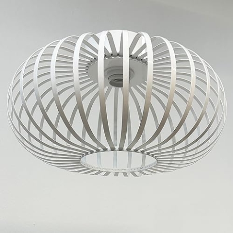 bamyum Vertigo Cage Ceiling Light Ø40 cm 1 flammig, Modern Deckenlampe Weiß, Küchenlampe Deckenleuchte Weiß E27, Küchenlampe Deckenleuchte Vertigo Modern, Deckenlampe Wohnzimmer und Schlafzimmer