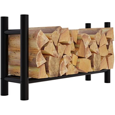 CLP Kaminholzregal Medya I Robuster Kaminholzständer Schwarz Metall I In 5 Größen Verfügbar I Stapelhilfe Für Brennholz, Größe:30x100x60 cm, Form:rund