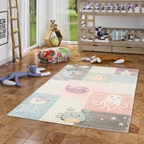 Pergamon Kinderzimmer Teppich Maui Kids in Pastell Farben Unterwasserwelt in 5 Größen