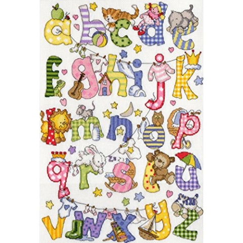 Bothy Threads Kreuzstich-Set Mein erstes Alphabet, 31x44cm, XKG1, Zählmuster