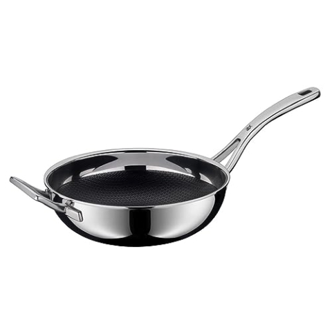 WMF Profi Resist Wokpfanne 28 cm, Wokpfanne Induktion, Mehrschichtmaterial vollbeschichtet, Wok Induktion, Wabenstruktur, Edelstahlgriff, backofenfest