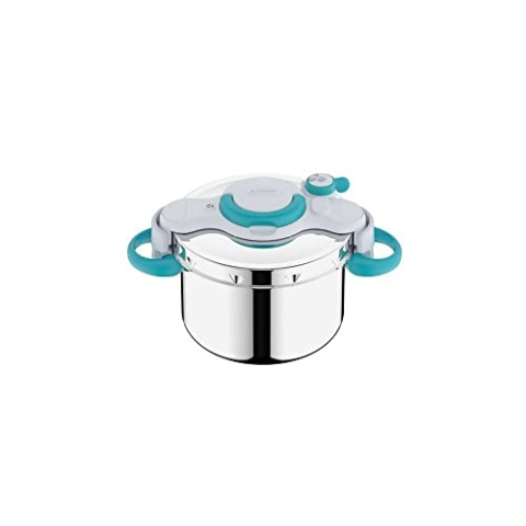 Seb ClipsoMinut'Easy+ Schnellkochtopfbuch aus Edelstahl, 7,5 l, 100 Rezepte, Induktionskochtopf, klappbare Griffe, einfache Bedienung, hergestellt in Frankreich P4904816, Edelstahl