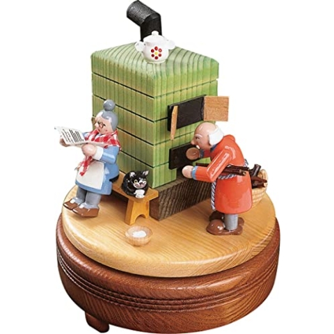 Spieluhr Richard Glässer Spieldose Feierabend mit Rauchofen, 18er Spielwerk, 08521