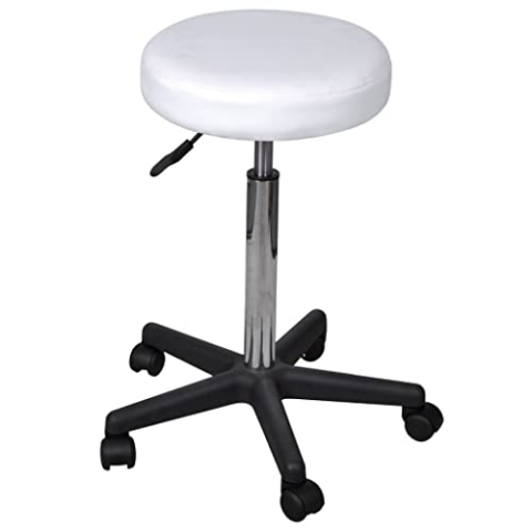 vidaXL Rollhocker Hocker Drehstuhl Arbeitsstuhl Drehhocker mit Rollen höhenverstellbar weiß