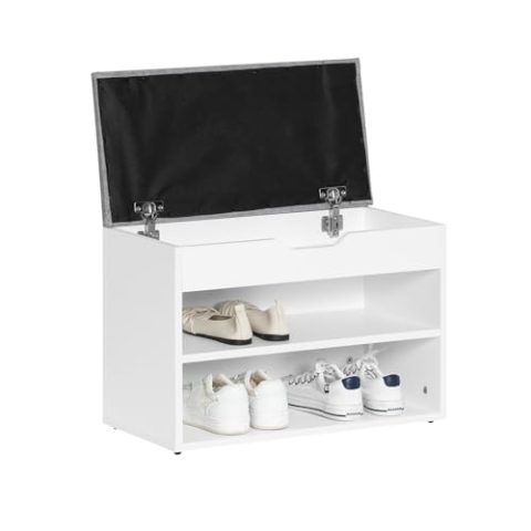 SoBuy FSR25-HG Schuhbank mit Sitzfläche Sitzbank Schuhregal Schuhschrank, Schuhtruhe Hellgrau BHT ca.: 60x43x30cm
