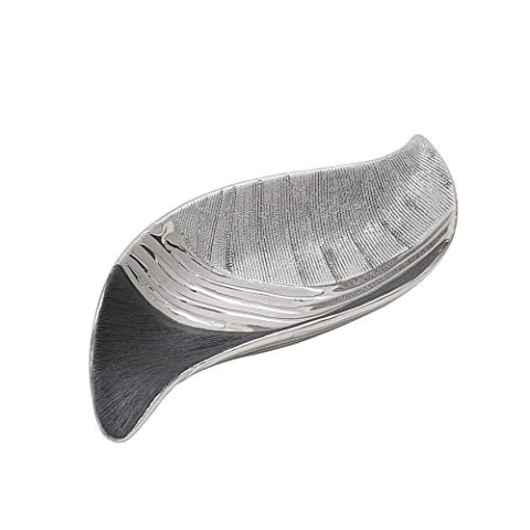Edle Designer Keramik Schale wellenförmig in Silber-grau, ca. 27 x 12 x 4 cm.
