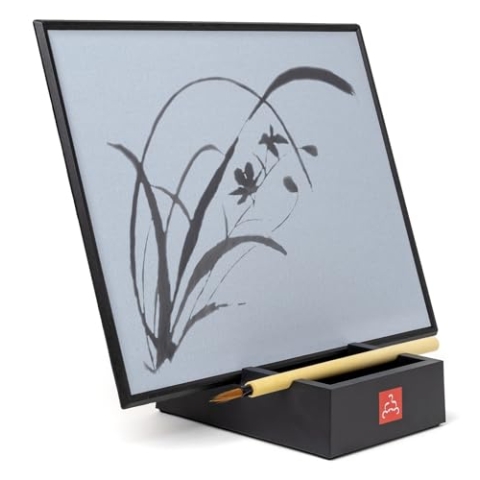 Buddha Board | Original Buddha-Brett 30x24x0,6 | Hochsaugfähige Oberfläche | Inklusive Tafel/Tafel, wasserfester Unterlage und Bambusbürste