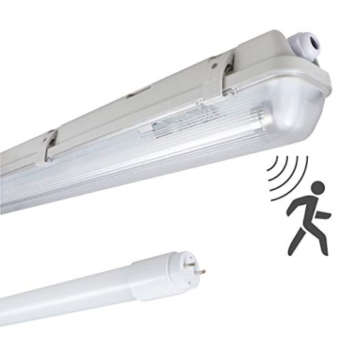 proventa® Feuchtraumleuchte mit HF-Bewegungsmelder und LED-Röhre 150 cm 1x 20,5W 3.100lm 4.000K IP65 Kunststoff grau