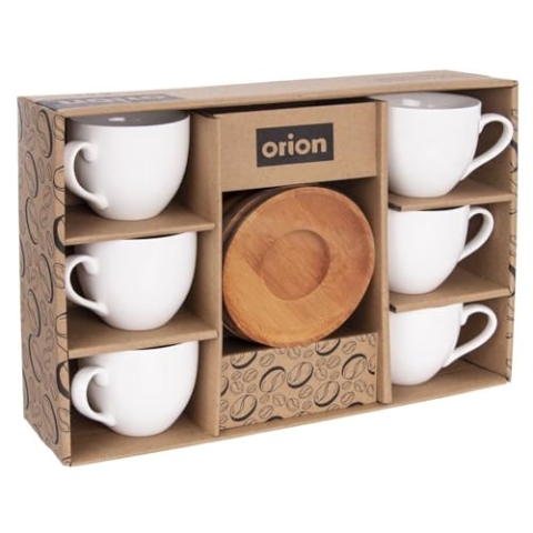 Tassen Set für 6 Personen aus Porzellan WHITELINE | Kaffeetassen Set Porzellantasse mit Untertassen | 100 ml 6-teilig in Weiß |
