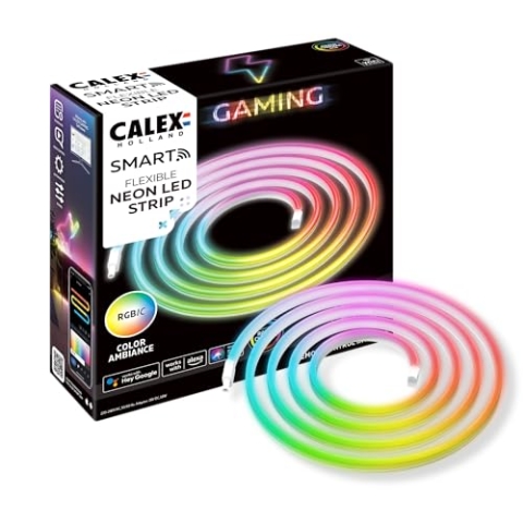 CALEX - Smart Gaming Neon LED Streifen, RGBIC Strip, Razer Chroma Kompatibel, Synchronisation für PC, 2m