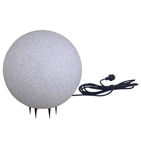 Trango 400G Gartenkugel IP65 Kugelleuchte 40cm Ø in Granitstein-Optik mit je 5 Meter Zuleitungskabel & E27 Fassung Kugellampe, Gartenleuchte, Außenleuchte, Außenlampe ohne Leuchtmittel