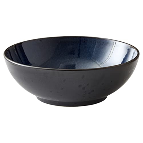 BITZ Salatschüssel, Schüssel/Schale aus Steinzeug, spülmaschinenfest, 30 cm im Durchmesser, schwarz/dunkelblau
