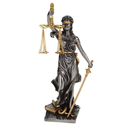 Veronese by Joh. Vogler GmbH Figur der Justitia römische Göttin der Gerechtigkeit 21 cm Gold/silberfarben Skulptur Anwalt Recht Gesetz