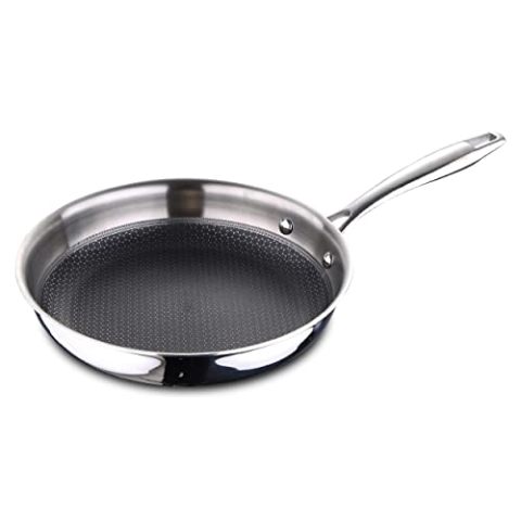 MasterPRO Hi-Tech 3 Non-Stick Frying Pan 24 cm Stainless Steel with Honeycomb Structure Triple Coating Kitchen Utensils Suitable for All Hob Types