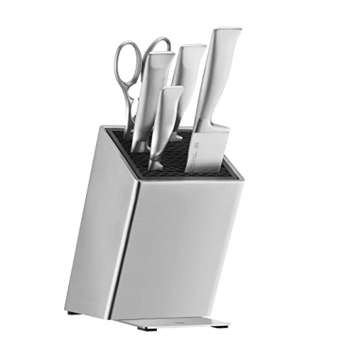 WMF Grand Gourmet Messerblock mit Messerset 6teilig, Made in Germany, 4 Messer geschmiedet, Schere, Edelstahl-Block, Performance Cut