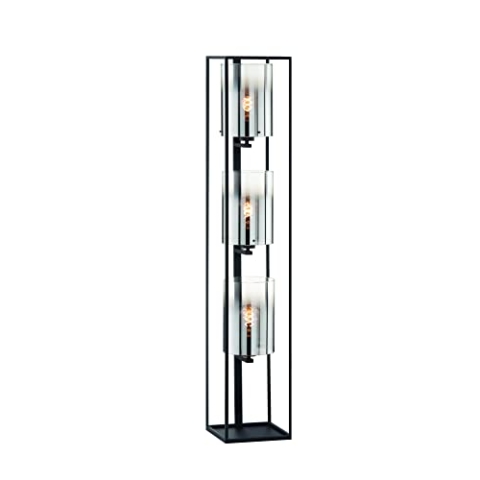Fischer & Honsel | Stehleuchte Samu | Sandschwarz | Glas Rauchfarben zu klar | 24,00x24x130cm | 3x E27 Max. 40,0 Watt | 40419