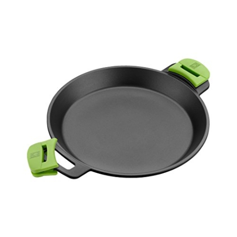 BRA Prior Paella-Pfanne aus Aluminiumguss, mit Antihaft-Beschichtung Teflon Classic, Silikongriffe, schwarz, 36 cm, 4