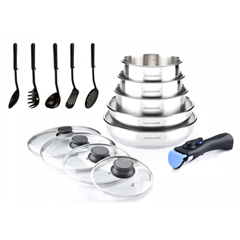 Arthur Martin-Akku Küchen-Set, 15-teilig, grau