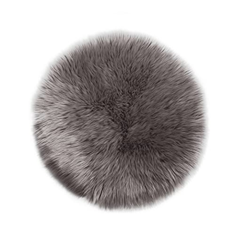 Teppich Wölkchen Schaffell Lammfell Imitat, Fell Rund, Fellteppich Rund, Kunstfell Teppich - Flauschiger Teppich Wohnzimmer, Bettvorleger Schlafzimmer - Braun - Rund 120cm