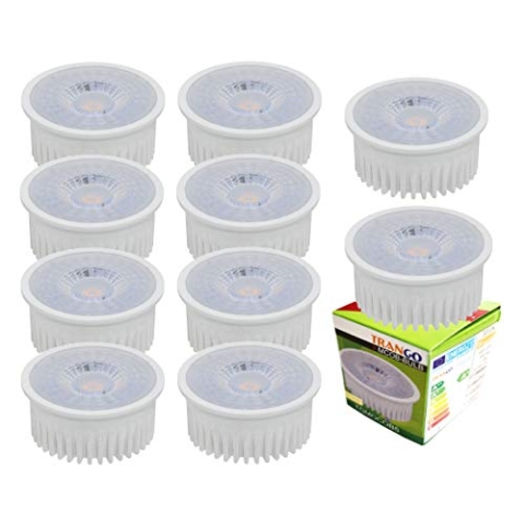 Trango 10er Pack MOCOBSD-10 dimmbar LED Modul Ultra Flach H: 23mm - 3000K warmweiß zum Austauschen GU10 & MR16 Halogen Leuchtmittel für Einbauleuchten, Deckenstrahler, Einbaustrahler, Deckenleuchte