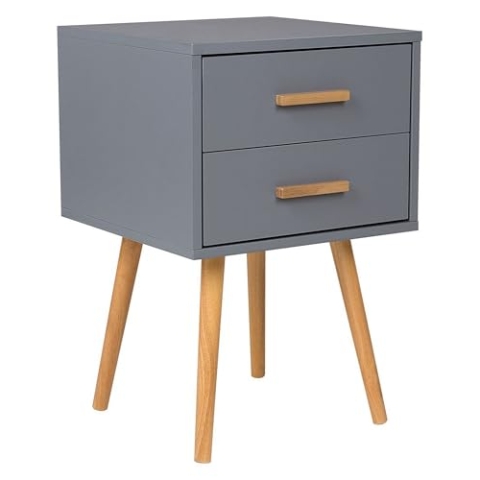 Beliani Stilvoller Nachttisch 2 Schubladen grau MDF-Platte Alabama