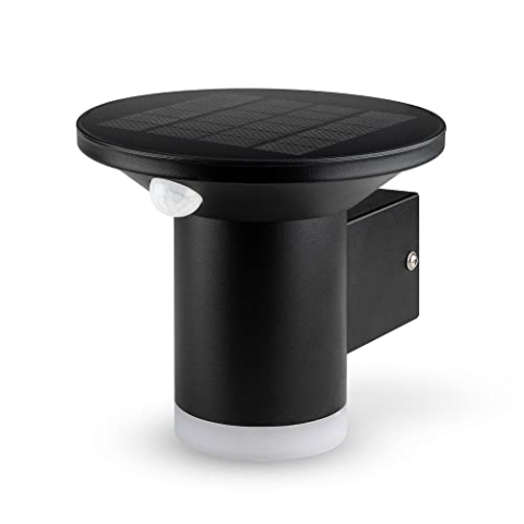 Brendz LED Solar Wandleuchte Aussen mit Bewegungsmelder: 500 Lumen Sicherheitslicht, IP44 Wasserdicht, LED Solarlampe mit Bewegungsmelder & 3 Standby-Modus, Typ Juba