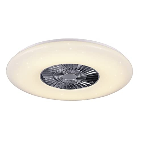 Reality Leuchten LED Deckenleuchten-Ventilator Visby R62402906, Kunststoff Chrom/Weiß matt, inkl. 60 Watt LED, Ventilator 40 Watt