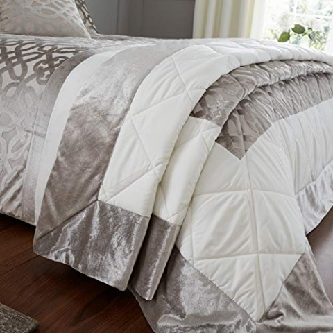 Catherine Lansfield Lattice Cut Samt, Natur, Bedspread - 220x230cm